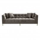 New York sofa - 3 sett - 231 cm -Grå italiensk fløyel & Gull rustfritt stål ben - Med arm thumbnail