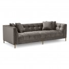 New York sofa - 3 sett - 231 cm -Grå italiensk fløyel & Gull rustfritt stål ben - Med arm thumbnail