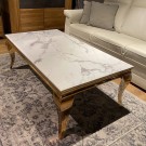 Houston sofabord - Hvit steinplate & Rustfritt stål - Gull  thumbnail