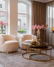 Amsterdam sofabord - 2 stk Ø 80 og 60 cm - Brun stein & Gull rustfritt stål thumbnail