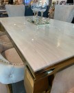 Houston spisebord - 200 cm - Hvit stein & Gull understell thumbnail