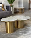 Hawaii sofabord - 2 stk - Hvit stein & Gull rustfritt stål  thumbnail