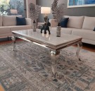 Houston sofabord - Hvit steinplate & Rustfritt stål - Sølv  thumbnail
