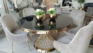 Milano spisebord - Gull rustfritt stål - Sort stein - Ø 150 thumbnail