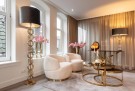 Amsterdam sofabord - 2 stk Ø 80 og 60 cm - Brun stein & Gull rustfritt stål thumbnail