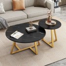 Manhattan sofabord uten sidebord - Sort marmor & Gull rustfritt stål understell thumbnail