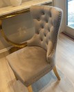 Paris stol - Grå italiensk fløyel & Gull rustfritt stål ben thumbnail
