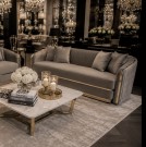 Chloe Sofagruppe 3+2+1 Seters – Grå velour &  Gold Rustfritt Stål thumbnail