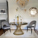 Milano spisebord inkl Lazy Susan - Gull rustfritt stål - Sort stein - Ø 130 cm thumbnail