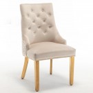 Mallorca stol – Beige velour & Gull rustfritt stål - Klassisk ring bak thumbnail