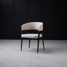 Copenhagen stol - Krem linen stoff - Sort treverk thumbnail