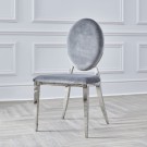 Phoenix stol - Silver m italiensk fløyel & Sølv rustfritt stål ben thumbnail