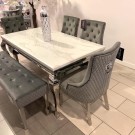 Houston spisebord - 180 cm - Hvit stein & Sølv understell thumbnail