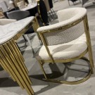 New York stol - Lys beige boucle & Gull rustfritt stål thumbnail