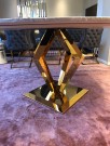 Royalston spisebord- Gull rustfritt stål - Hvit marmorplate - Ø 150 thumbnail