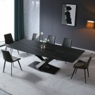 Stockholm spisebord - 200 cm - Ekte sort marmorplate & Sort understell i rustfritt metall  thumbnail