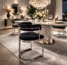 New York stol - Sort velour & Sølv rustfritt stål  thumbnail