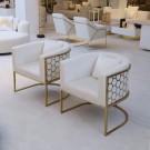 California lenestol  - Beige velour & Gull rustfritt stål  thumbnail