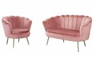 Paris sofa i rosa italiensk fløyel & Gull rustfritt ben thumbnail