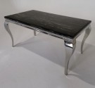 Houston spisebord - 200 cm - Sort stein & Sølv understell thumbnail