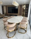 New York stol - Beige velour & Gull rustfritt stål thumbnail