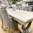 Ellington spisebord- L 240 cm- Hvit stein & Sølv understell thumbnail