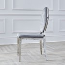 Phoenix stol - Silver m italiensk fløyel & Sølv rustfritt stål ben thumbnail