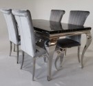 Houston spisebord - 180 cm - Sort stein & Sølv understell thumbnail