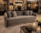 Chloe Sofagruppe 3+2+1 Seters – Grå velour &  Gold Rustfritt Stål thumbnail