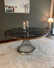 Milano spisebord - Sølv rustfritt stål - Sort stein - Ø 150 thumbnail