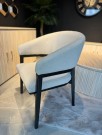 Copenhagen stol - Krem linen stoff - Sort treverk thumbnail