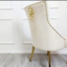 Mallorca stol - Lys beige & Gull rustfritt stål - Syntetisk skinn thumbnail