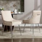 Vianne stol - Beige velour & Sølv rustfritt stål bein thumbnail