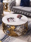 California sofabord - Ø100 cm - Hvit stein plate/gull understell thumbnail