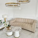 Valencia sofabord inkl sidebord - Beige & gull - Hvit steinplate  thumbnail