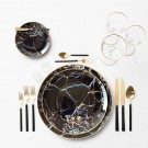New York frokost tallerken- M kant i 24 karat gull- sort- Ø 20 cm thumbnail