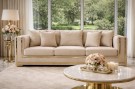Hollywood sofagruppe 3+2+1 - Beige italiensk fløyel & Gull rustfritt stål  thumbnail