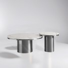 Hawaii sofabord - 2 stk - Hvit marmorplate & Sølv rustfritt stål thumbnail