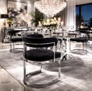 New York stol - Sort velour & Sølv rustfritt stål  thumbnail