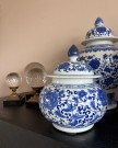 Glamour Urne/Vase - H 27 cm - Hvit og blå - Flower  thumbnail