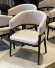 Copenhagen stol - Krem linen stoff - Sort treverk thumbnail