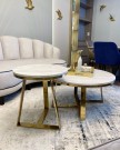 Manhattan sofabord inkl sidebord - Hvit stein & gull rustfritt stål understell thumbnail