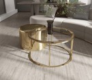 Cape Town sofabord - 2 stk Ø 80 og 60 cm - M klart herdet glass & Gull rustfritt stål thumbnail