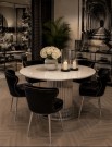 Luxury spisebord - Ø 130 cm - Hvit steinplate & Sølv rustfritt stål understell  thumbnail