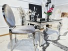 Phoenix stol - Shiny silver m italiensk fløyel & Sølv rustfritt stål ben thumbnail