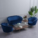 Paris loungestol i blå italiensk fløyel & Gull rustfritt ben thumbnail