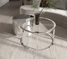 Cape Town sofabord - 2 stk Ø 80 og 60 cm - M klart herdet glass & Sølv rustfritt stål thumbnail