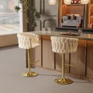 Las Vegas barstol - Svingbar- Beige italiensk fløyel & Gull rustfritt stål ben thumbnail
