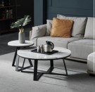Manhattan sofabord inkl sidebord - Hvit stein & Sort rustfritt stål understell thumbnail
