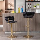 Las Vegas barstol - Svingbar- Sort italiensk fløyel & Gull rustfritt stål ben thumbnail